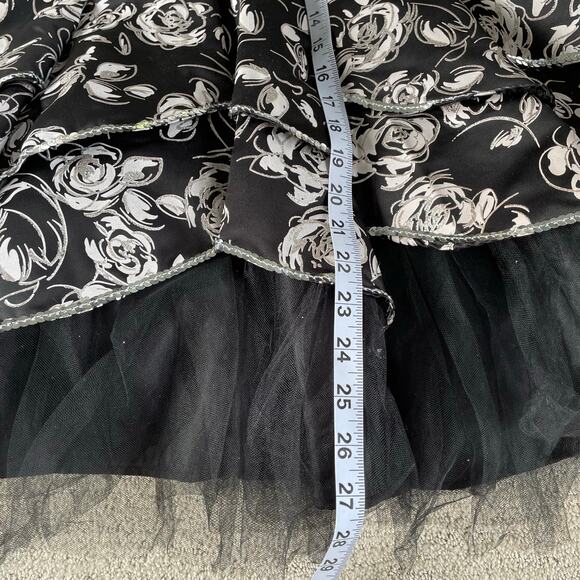 🔥Y2K Romantic Rose Print Sequin Tulle Strapless Goth Fairy Peplum Party Dress - Picture 16 of 16